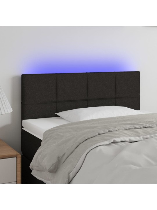 Čelo postele s LED černé 100x5x78/88 cm textil
