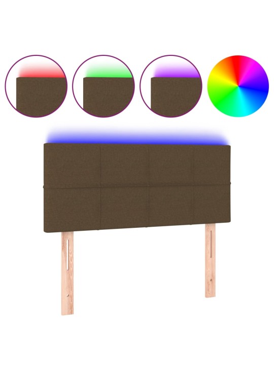 Čelo postele s LED tmavě hnědé 100x5x78/88 cm textil