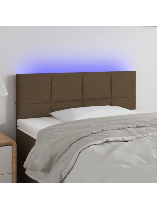 Čelo postele s LED tmavě hnědé 100x5x78/88 cm textil