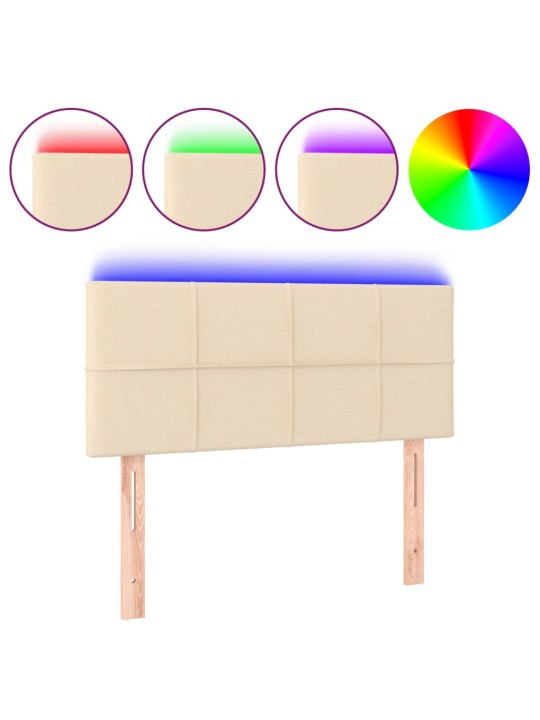 Čelo postele s LED krémové 100x5x78/88 cm textil