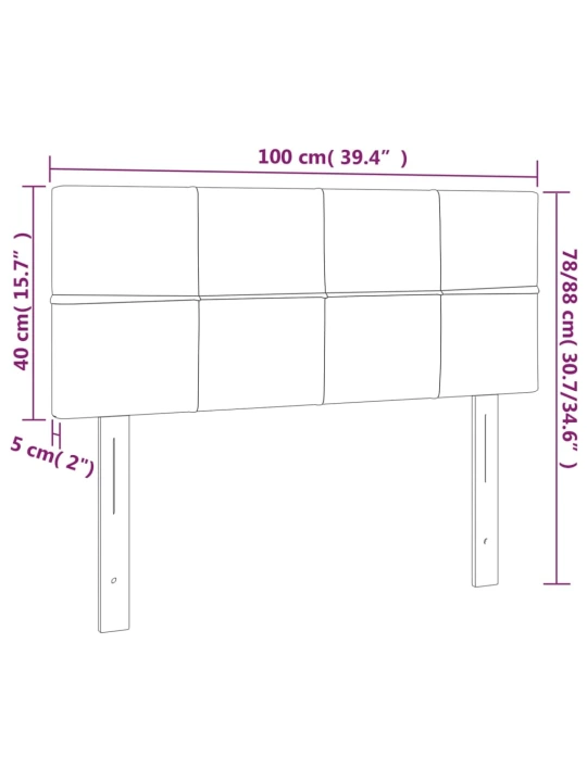 Čelo postele s LED modré 100x5x78/88 cm textil