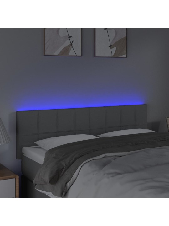 Čelo postele s LED světle šedé 144 x 5 x 78/88 cm textil