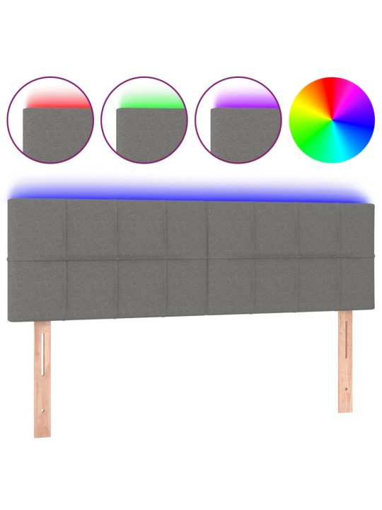 Čelo postele s LED tmavě šedé 144x5x78/88 cm textil