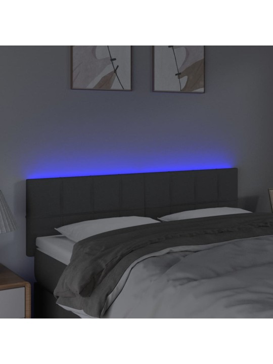 Čelo postele s LED tmavě šedé 144x5x78/88 cm textil