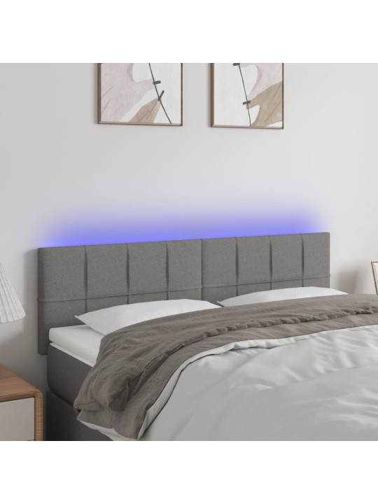 Čelo postele s LED tmavě šedé 144x5x78/88 cm textil