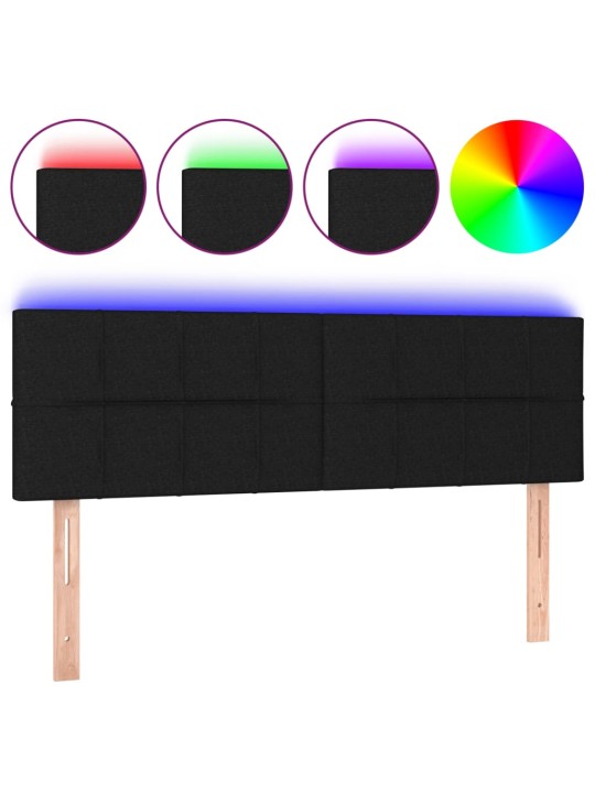 Čelo postele s LED černé 144x5x78/88 cm textil