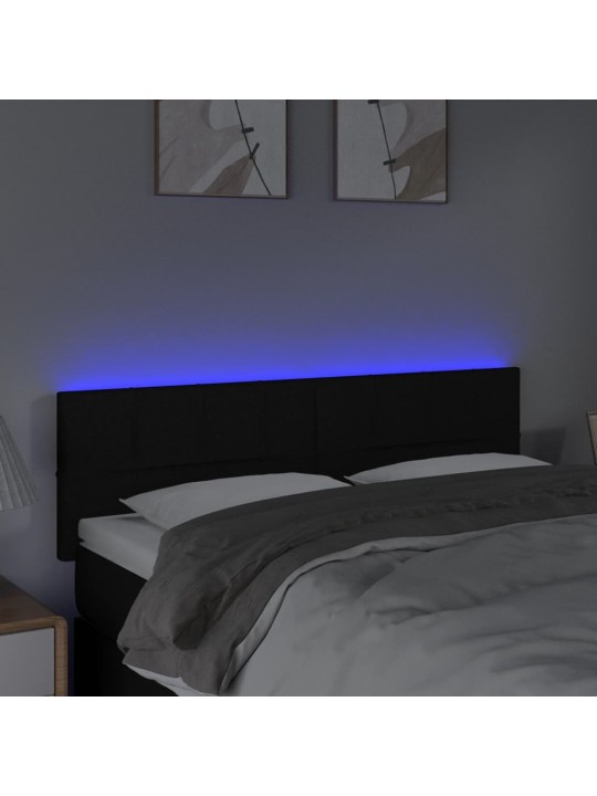 Čelo postele s LED černé 144x5x78/88 cm textil
