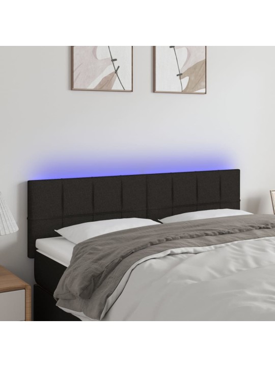 Čelo postele s LED černé 144x5x78/88 cm textil