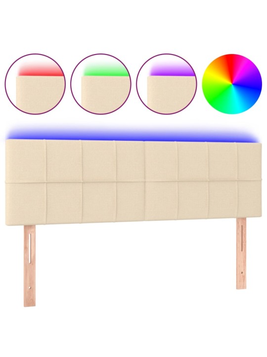 Čelo postele s LED krémové 144x5x78/88 cm textil