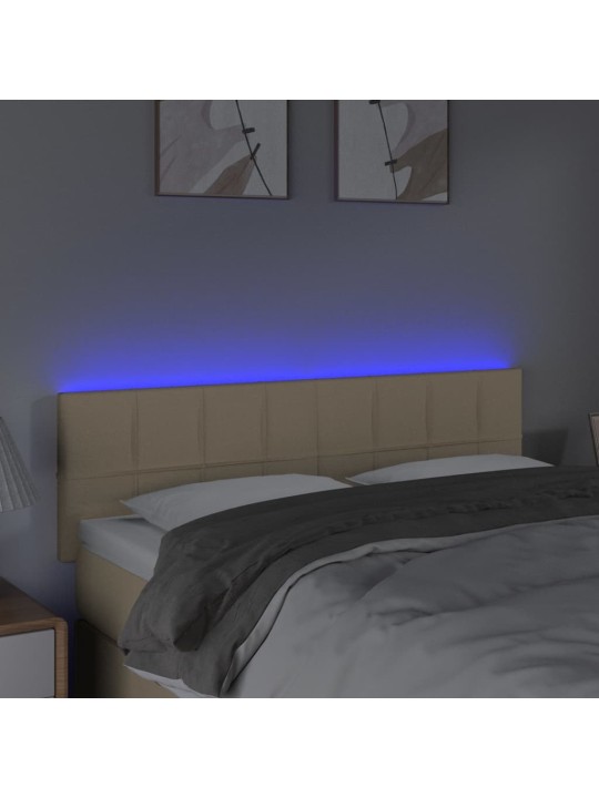 Čelo postele s LED krémové 144x5x78/88 cm textil
