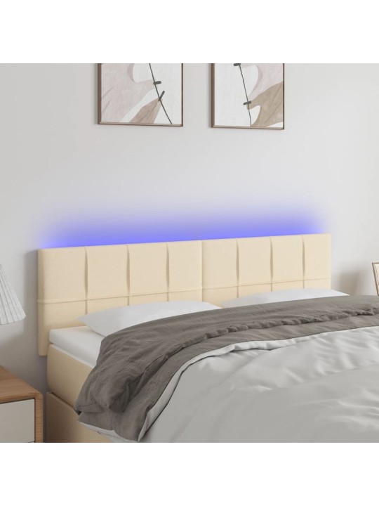 Čelo postele s LED krémové 144x5x78/88 cm textil