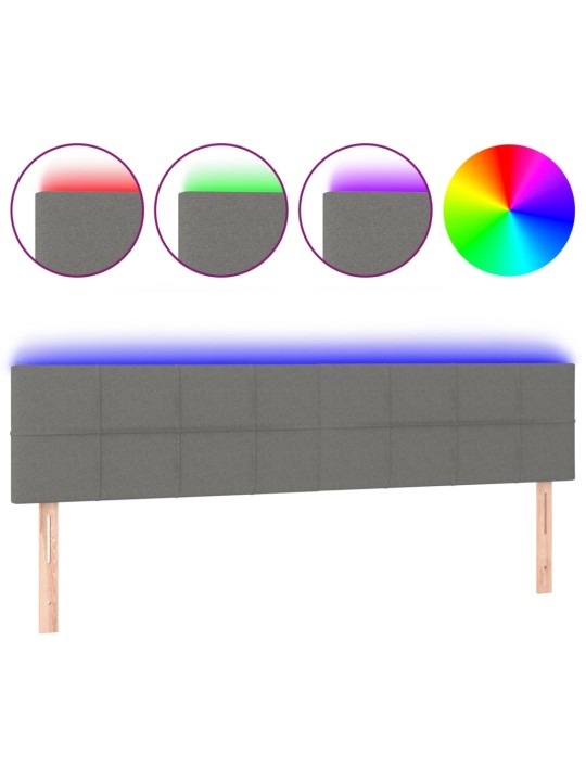 Čelo postele s LED tmavě šedé 160x5x78/88 cm textil