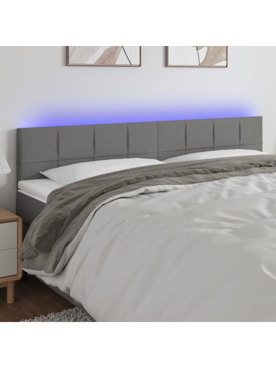 Čelo postele s LED tmavě šedé 160x5x78/88 cm textil