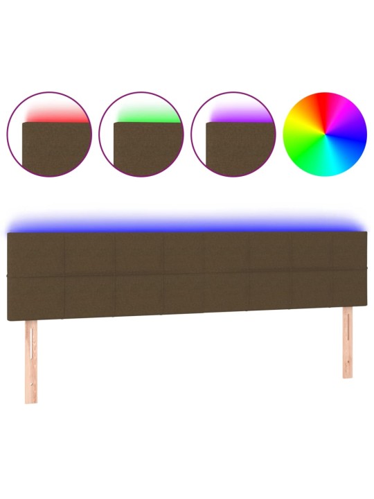 Čelo postele s led tmavě hnědé 160x5x78/88 cm textil