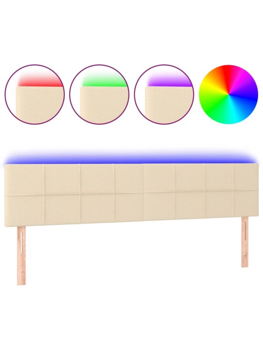 Čelo postele s led krémové 160x5x78/88 cm textil