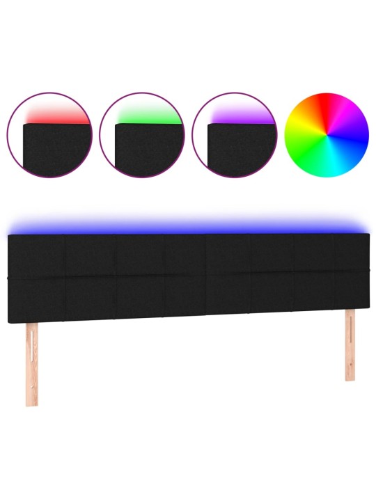 Čelo postele s LED černé 180x5x78/88 cm textil