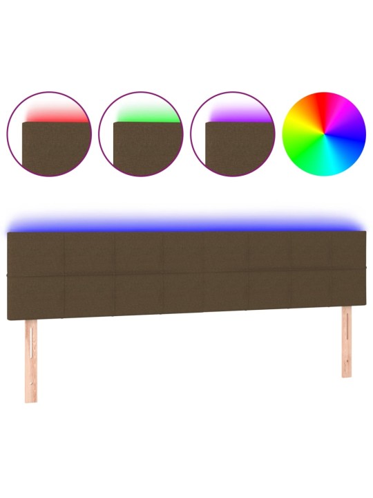 Čelo postele s LED tmavě hnědé 180x5x78/88 cm textil