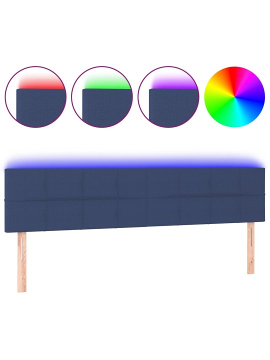 Čelo postele s LED modré 180x5x78/88 cm textil