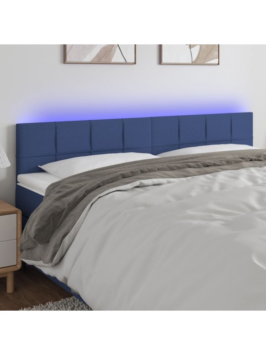 Čelo postele s LED modré 180x5x78/88 cm textil