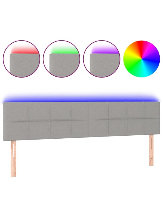 Čelo postele s LED světle šedé 200x5x78/88 cm textil