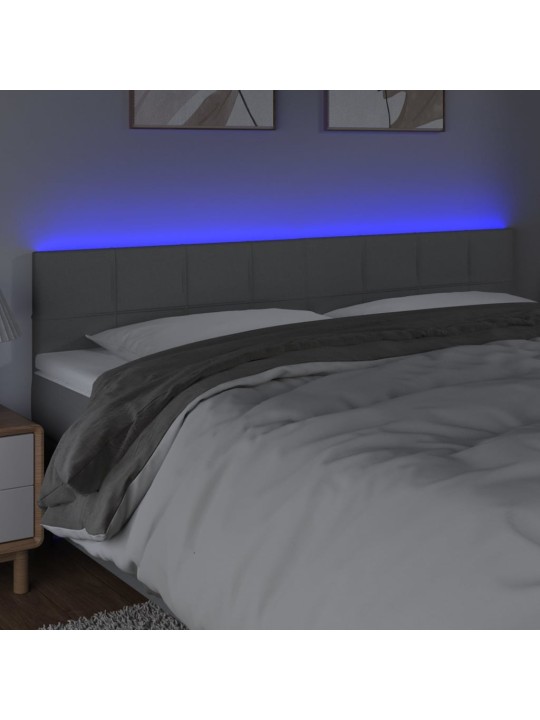 Čelo postele s LED světle šedé 200x5x78/88 cm textil