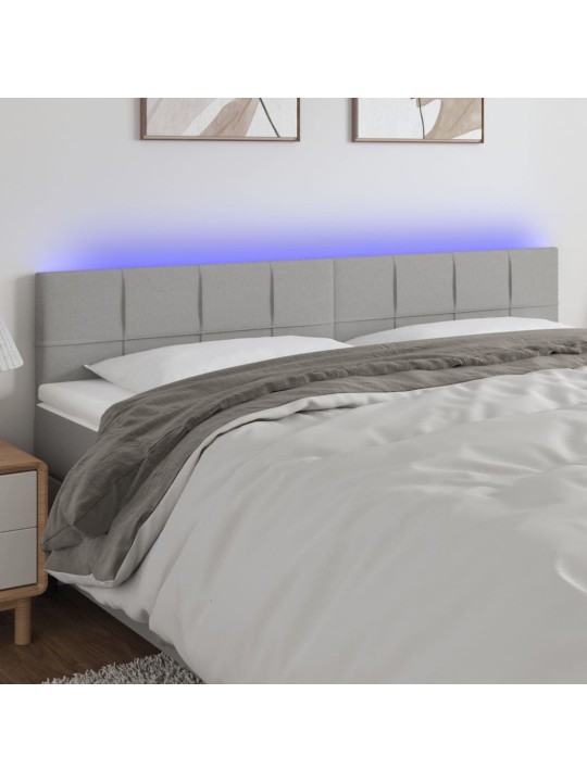 Čelo postele s LED světle šedé 200x5x78/88 cm textil