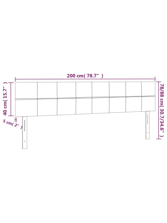 Čelo postele s LED krémové 200x5x78/88 cm textil