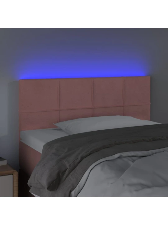 Čelo postele s LED růžové 80 x 5 x 78/88 cm samet
