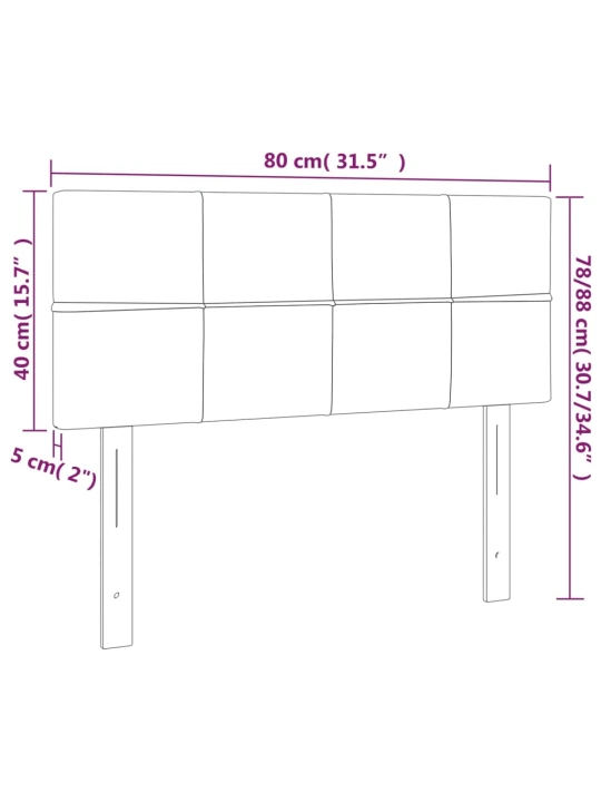 Čelo postele s LED růžové 80 x 5 x 78/88 cm samet