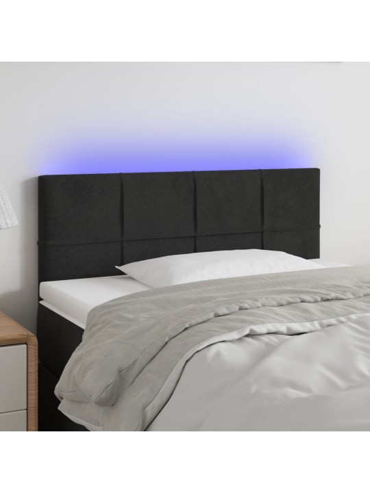 Čelo postele s LED černé 90x5x78/88 cm samet