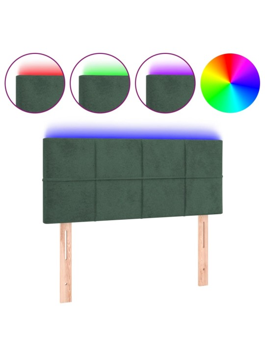 Čelo postele s LED tmavě zelené 90x5x78/88 cm samet