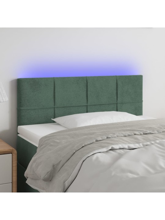 Čelo postele s LED tmavě zelené 90x5x78/88 cm samet