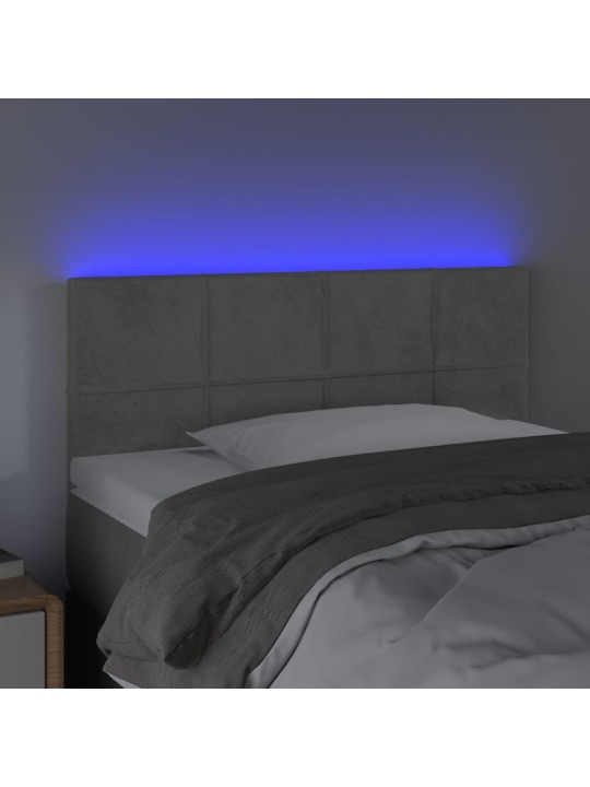 Čelo postele s LED světle šedé 100 x 5 x 78/88 cm samet