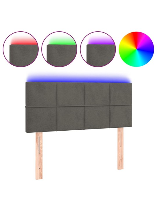 Čelo postele s LED tmavě šedé 100x5x78/88 cm samet
