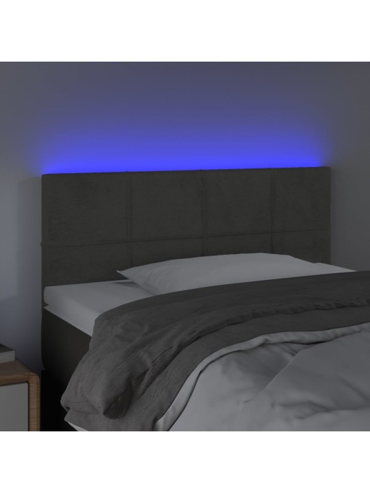 Čelo postele s LED tmavě šedé 100x5x78/88 cm samet