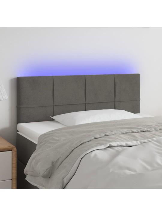 Čelo postele s LED tmavě šedé 100x5x78/88 cm samet