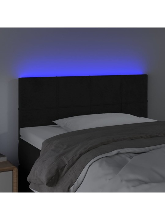 Čelo postele s LED černé 100x5x78/88 cm samet