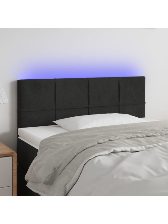 Čelo postele s LED černé 100x5x78/88 cm samet