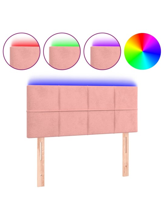 Čelo postele s LED růžové 100x5x78/88 cm samet