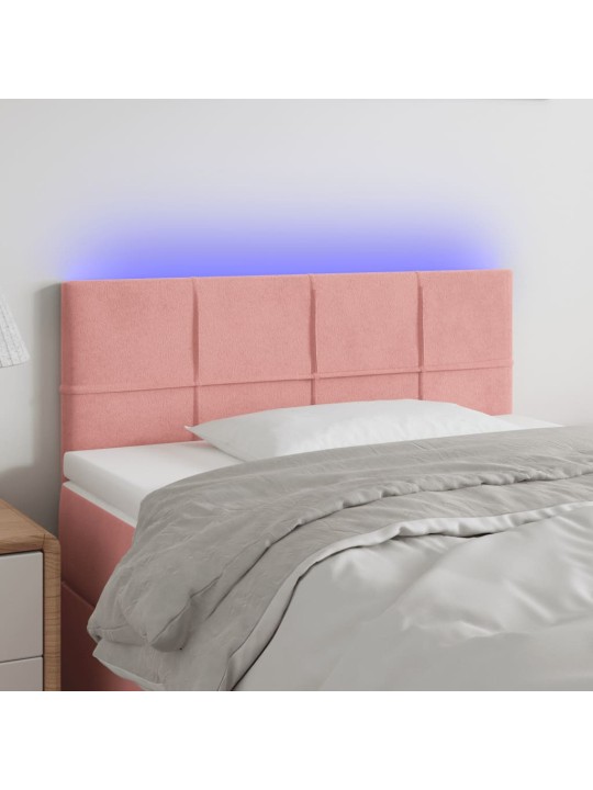 Čelo postele s LED růžové 100x5x78/88 cm samet