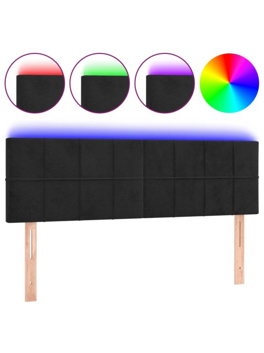 Čelo postele s LED černé 144x5x78/88 cm samet
