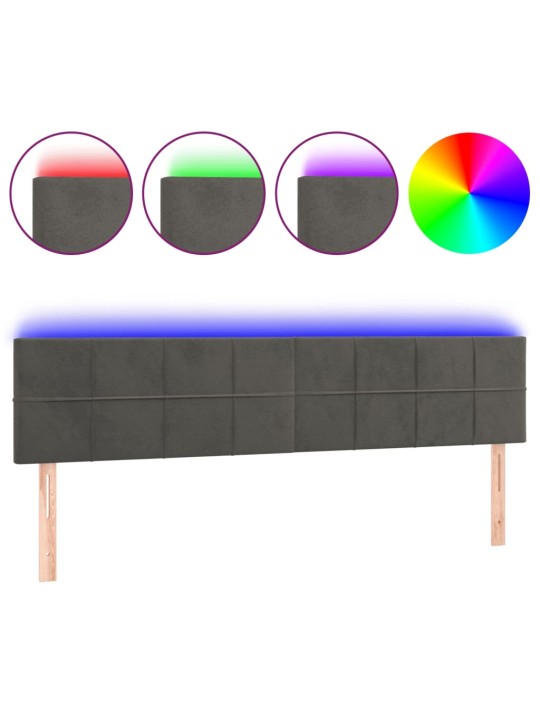 Čelo postele s LED tmavě šedé 160x5x78/88 cm samet