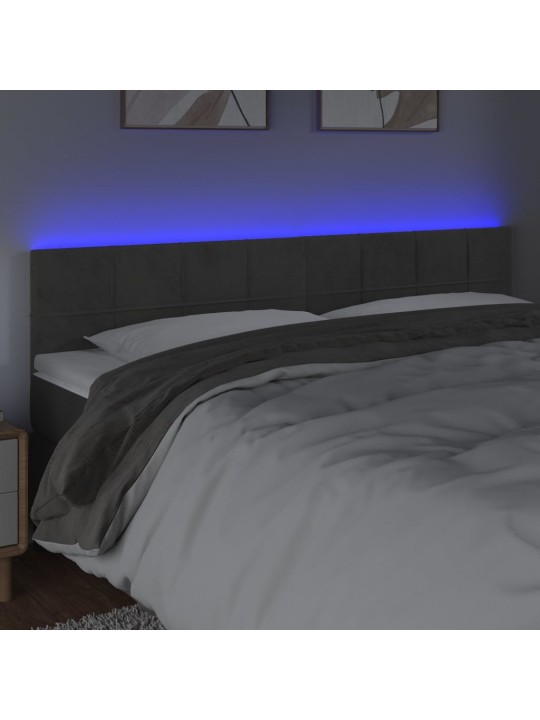 Čelo postele s LED tmavě šedé 160x5x78/88 cm samet
