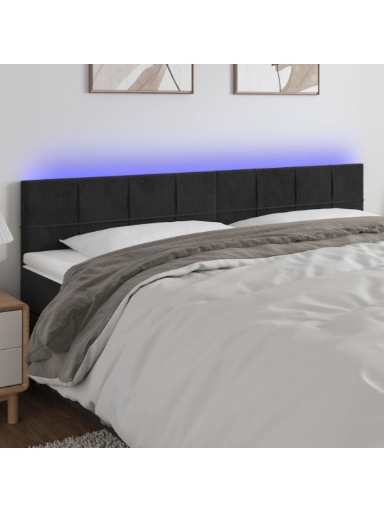 Čelo postele s LED černé 160x5x78/88 cm samet