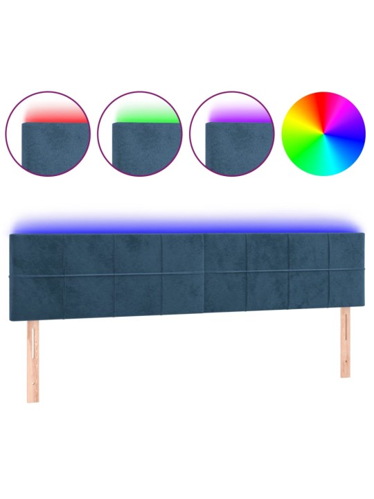 Čelo postele s LED tmavě modré 160x5x78/88 cm samet