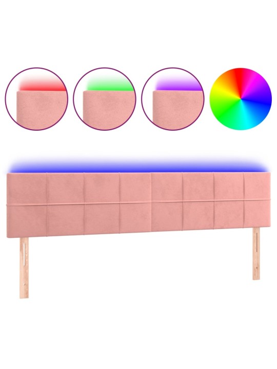 Čelo postele s LED růžové 160x5x78/88 cm samet