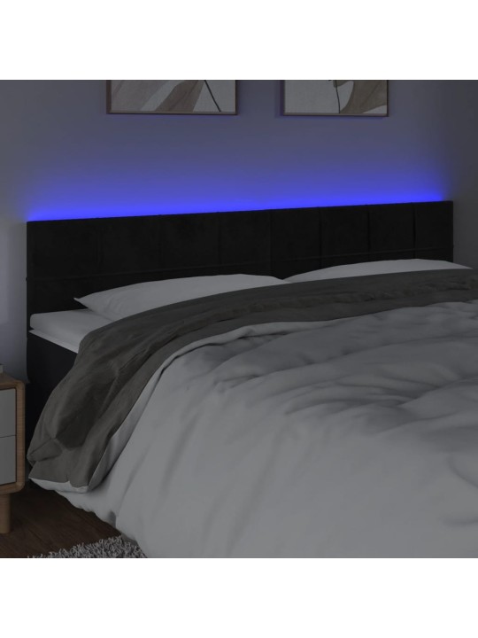 Čelo postele s LED černé 180x5x78/88 cm samet