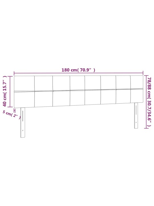 Čelo postele s LED černé 180x5x78/88 cm samet