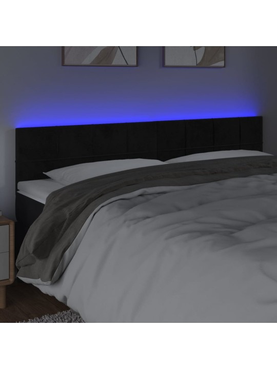 Čelo postele s LED černé 180x5x78/88 cm samet
