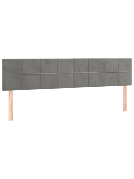 Čelo postele s LED světle šedé 200x5x78/88 cm samet
